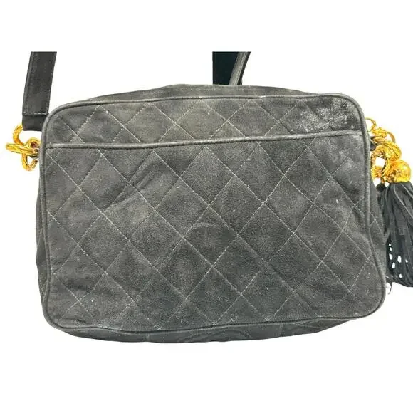 Authentic Chanel Matelassé Fringed Suede Shoulder Bag - Picture 2 of 11